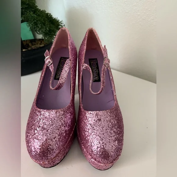 Mary Jane Sparkling Pink Heels like new - Picture 2 of 9